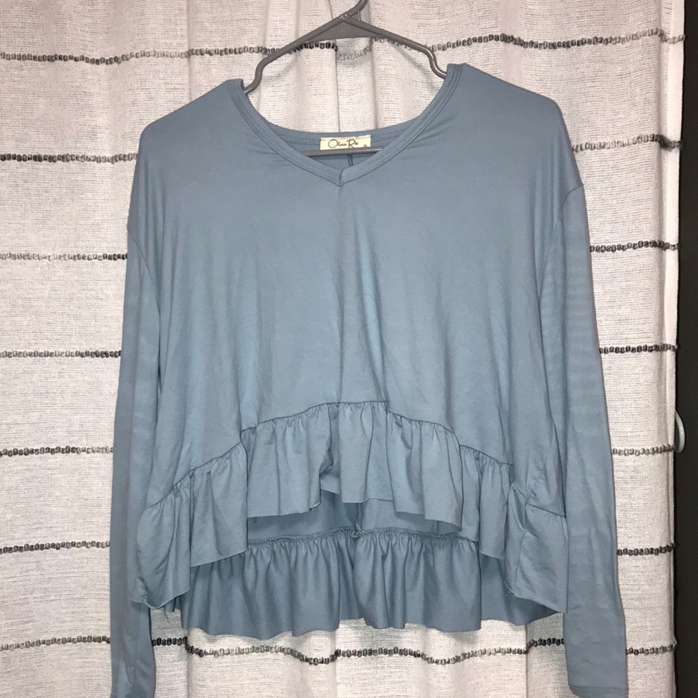 Light Blue Cropped Long Sleeve